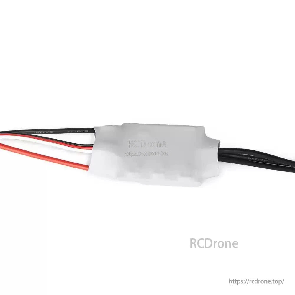 T-Motor AT30A ESC electronic speed controller in clear heat-shrink with red, black, and white wiring leads
