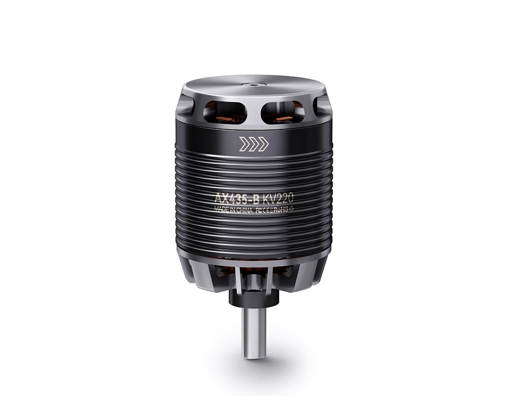 T-Motor AV435-B KV220 brushless drone motor with ribbed black housing and silver end caps