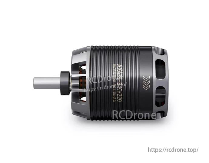 T-Motor AT4120 brushless motor with silver shaft and black ribbed housing, side profile