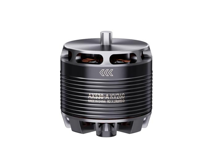 T-Motor AT4120 KV200 brushless motor with finned black housing, silver top plate, and central shaft