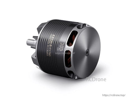 T-Motor black brushless drone motor with ribbed housing, exposed copper windings, and metal output shaft