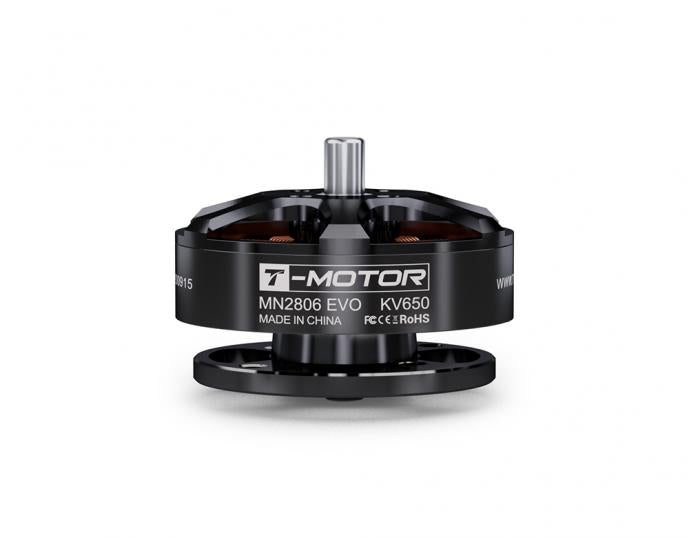 T-Motor MN2806 EVO KV650 brushless drone motor with exposed copper windings and mounting base