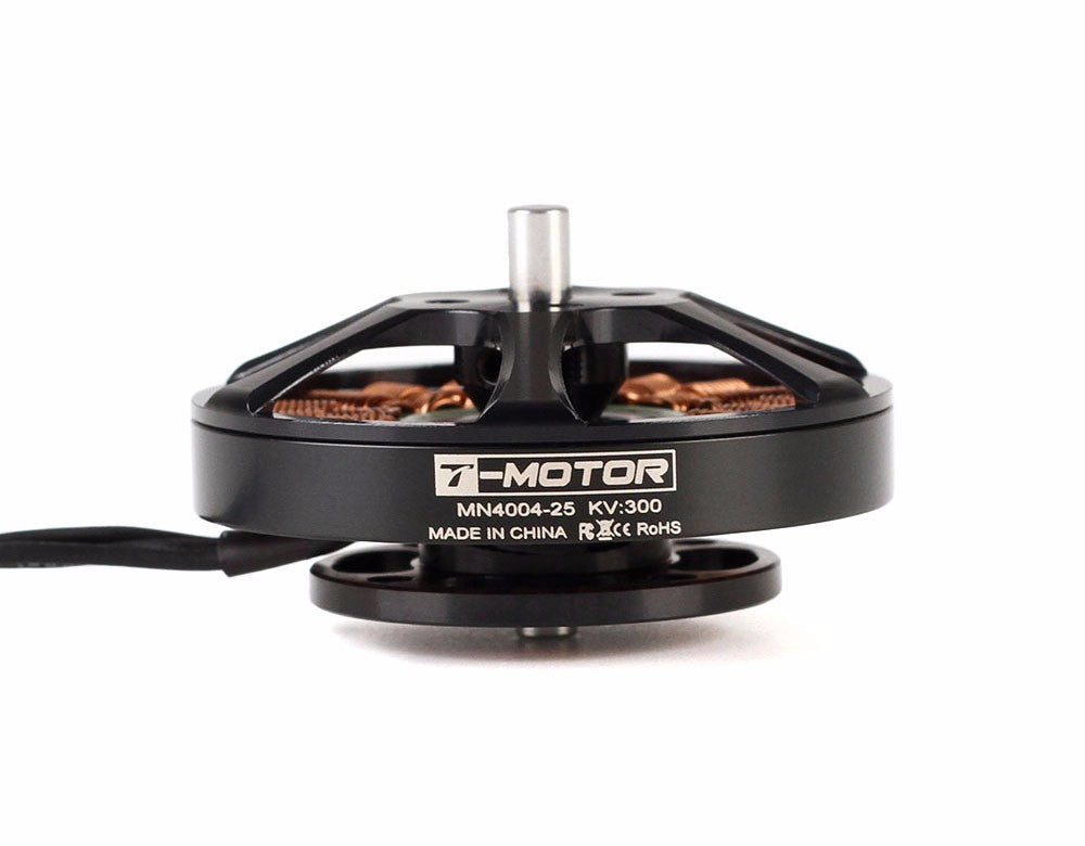 T-Motor MN4004-25 300KV brushless outrunner motor with black housing, exposed copper windings and lead wires