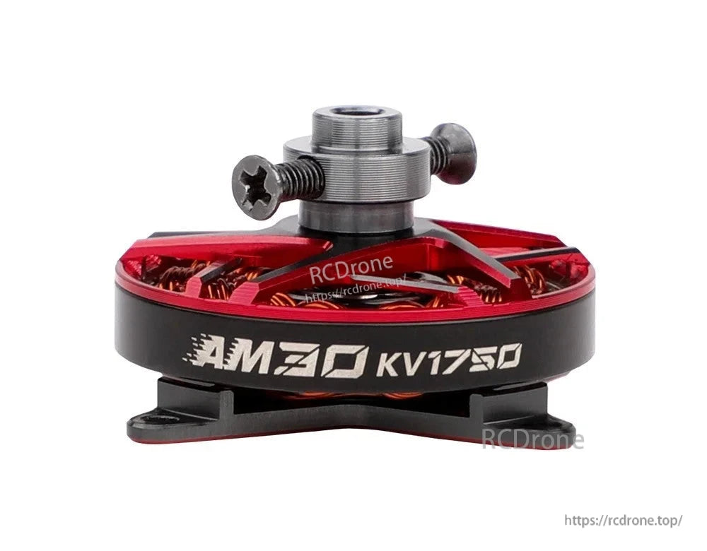 T-Motor AM30 KV1750 brushless drone motor in red and black with top shaft mount and two screws