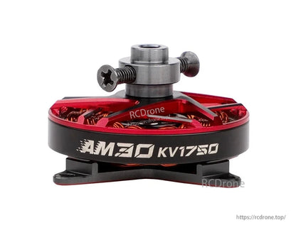 T-Motor AM30 KV1750 brushless drone motor in red and black with top shaft mount and two screws