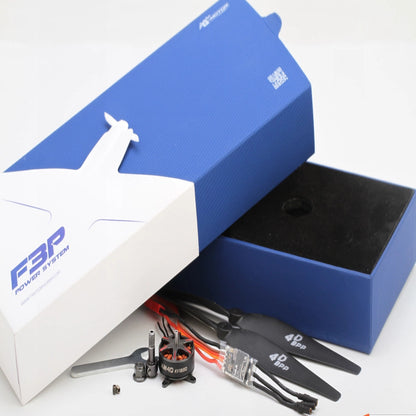 T-Motor P3P power system kit in box with brushless motor, ESC wiring and 4D propellers