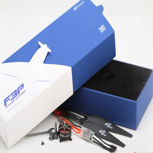 T-Motor P3P power system kit in box with brushless motor, ESC wiring and 4D propellers