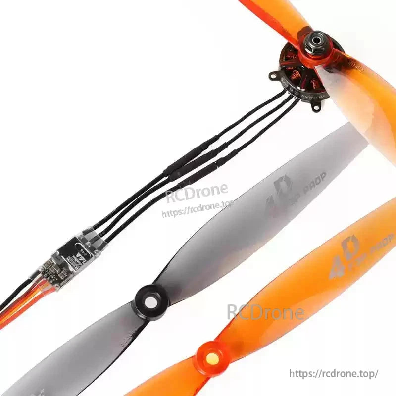 T-Motor brushless drone motor with two-blade propeller set, ESC module, and connected wiring harness