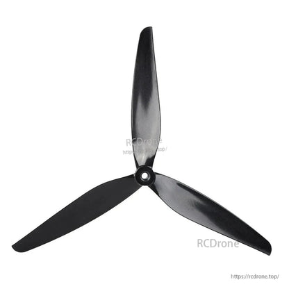 Black T-Motor CINE 3-blade FPV propeller with three curved blades and a central mounting hole