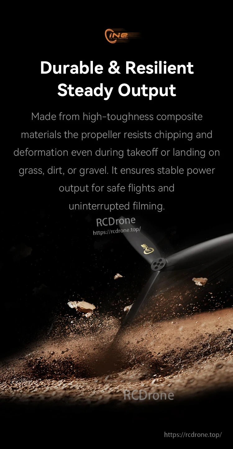 T-Motor CINE C13 13-inch cinelifter FPV propeller blade with “Durable & Resilient” and “Steady Output” text