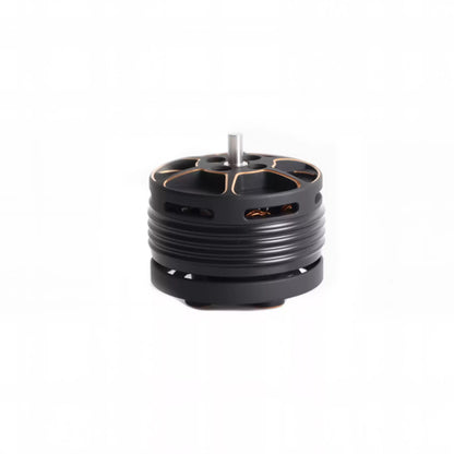 T-Motor black brushless drone motor with exposed steel shaft and vented bell housing