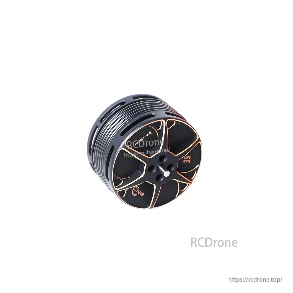 T-Motor black brushless drone motor with vented metal housing, gold accents, and top-mounted shaft