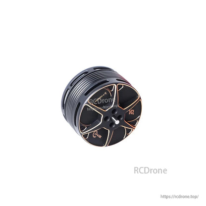 T-Motor black brushless drone motor with vented metal housing, gold accents, and top-mounted shaft