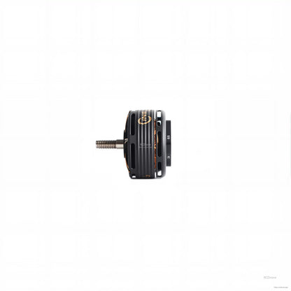 T-Motor black brushless drone motor side view with vented bell housing and threaded prop shaft