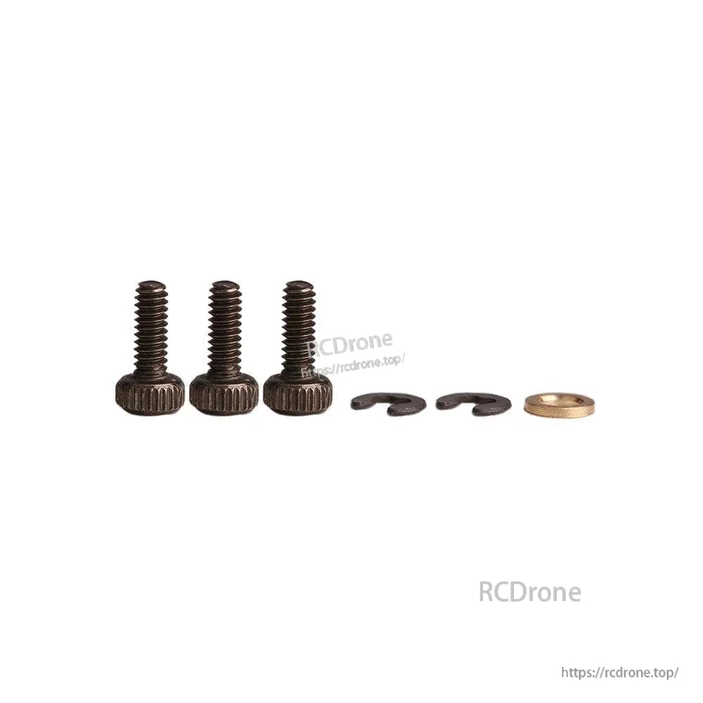T-Motor hardware kit with three knurled screws, two retaining clips, and a small washer