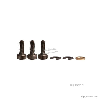 T-Motor hardware kit with three knurled screws, two retaining clips, and a small washer