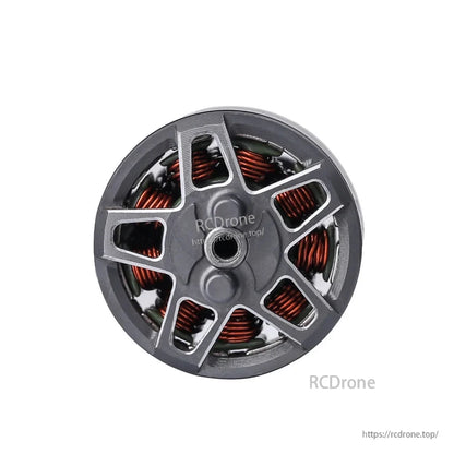 Top view of a T-Motor brushless drone motor with CNC-style bell and visible copper windings