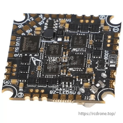 T-Motor F411 1S AIO 4in1 ESC, T-Motor F411 1S AIO flight controller board with 4-in-1 ESC layout, BOOT button and solder pads