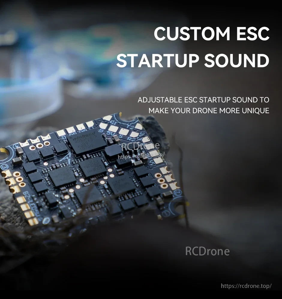 T-Motor F411 1S AIO 4in1 ESC, T-Motor F411 1S AIO flight controller with 4-in-1 ESC board, featuring custom adjustable ESC startup sound