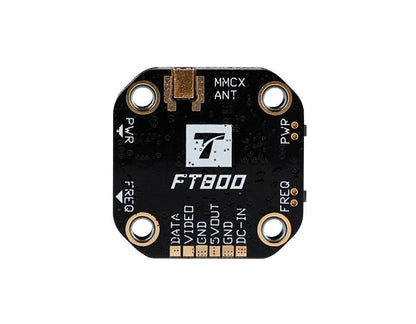T-Motor FT800 5.8GHz VTX board with MMCX antenna connector and labeled solder pads for video and power