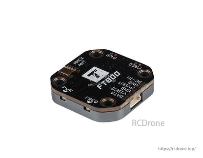 T-Motor FT800 5.8GHz VTX, T-Motor FT800 FPV VTX module with MMCX antenna port and labeled pads for 5V, GND and VOUT connections