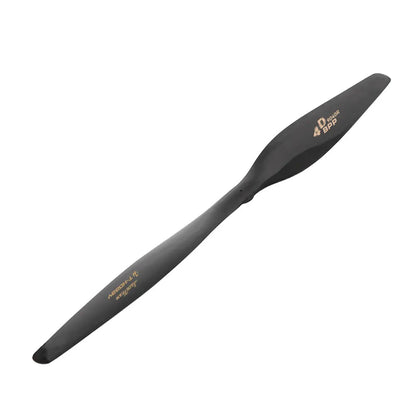 T-Motor BPP carbon fiber fixed-wing propeller with two black blades and gold markings (9-inch)
