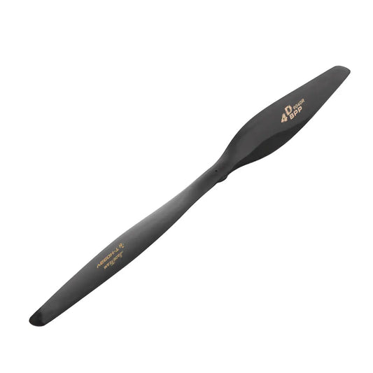 T-Motor BPP carbon fiber fixed-wing propeller with two black blades and gold markings (9-inch)