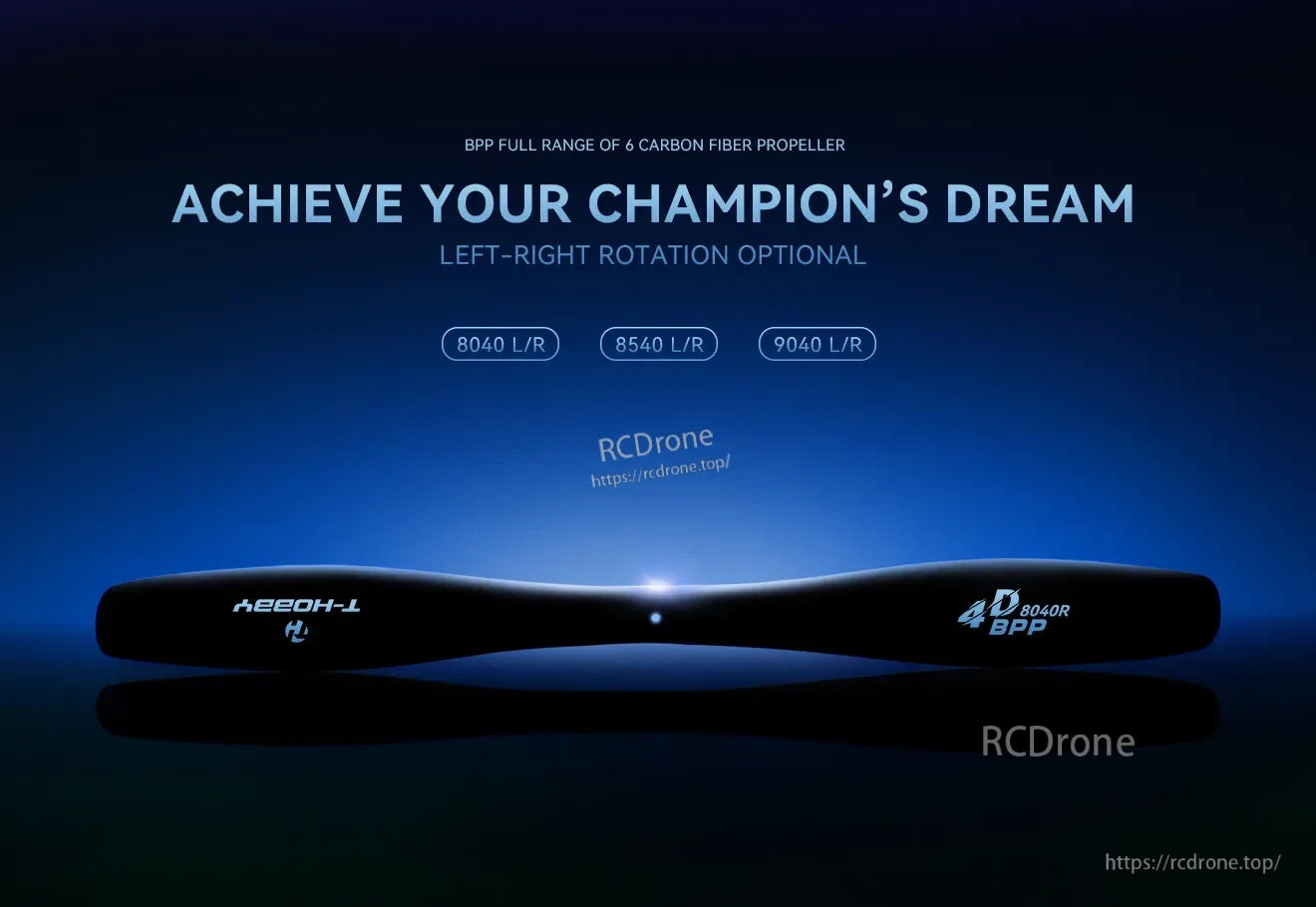 T-Motor BPP 4D carbon fiber propeller with left/right rotation option and 8040, 8540, 9040 sizes