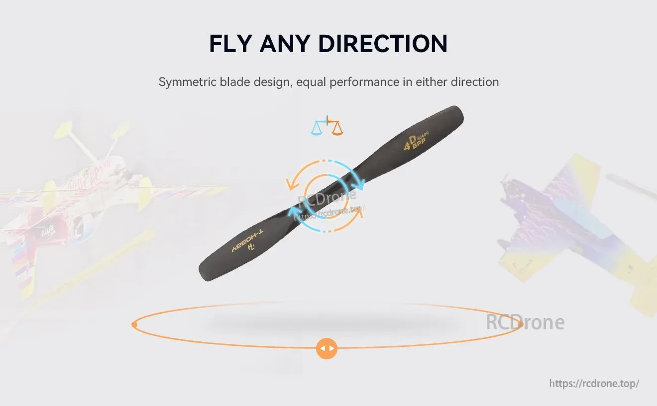T-Motor 9040 BPP carbon fiber fixed-wing propeller with symmetric blades for bidirectional rotation