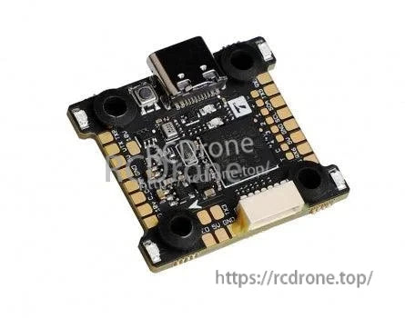 T-Motor H7 mini flight controller board with 4 mounting holes, solder pads around edges, and JST plug