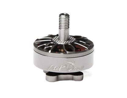 T-Motor style brushless drone motor with silver housing, vented top bell, and threaded prop shaft