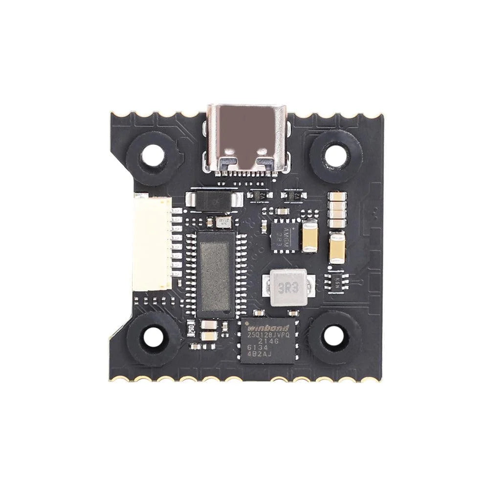 T-Motor MINI Racer F7 20x20 flight controller board with USB-C port, 4 mounting holes and JST connector