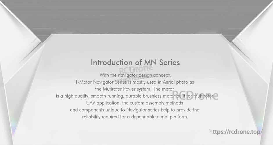 T-Motor MN Series introduction slide describing Navigator Series brushless motors for multirotor UAV power systems