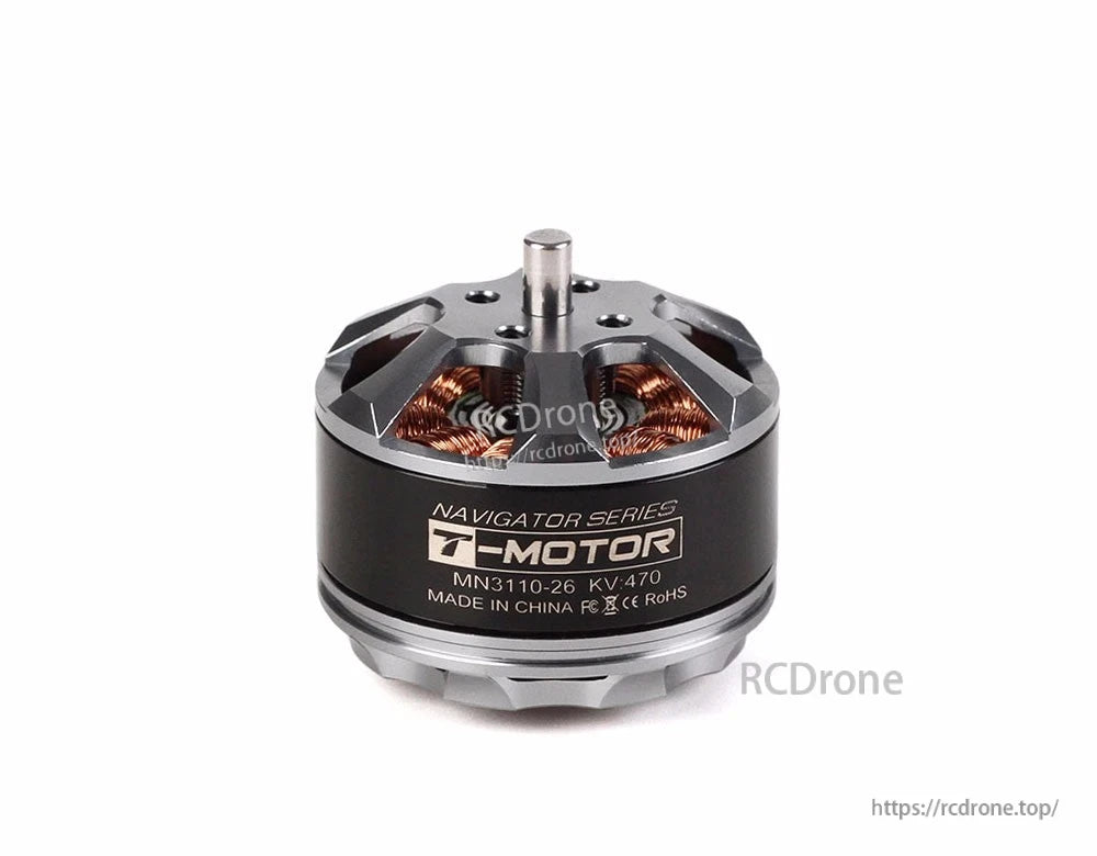 T-Motor Navigator Series MN3110-26 KV470 brushless outrunner motor with exposed copper windings and top shaft