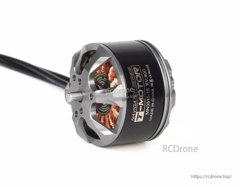 T-Motor Navigator MN3515-15 KV400 brushless outrunner motor with exposed copper windings and long leads