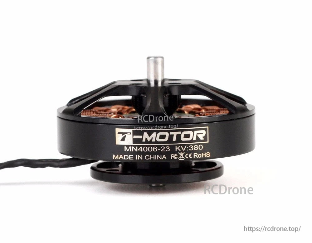 T-Motor MN4006-23 380KV brushless outrunner motor with black housing, exposed windings and power leads