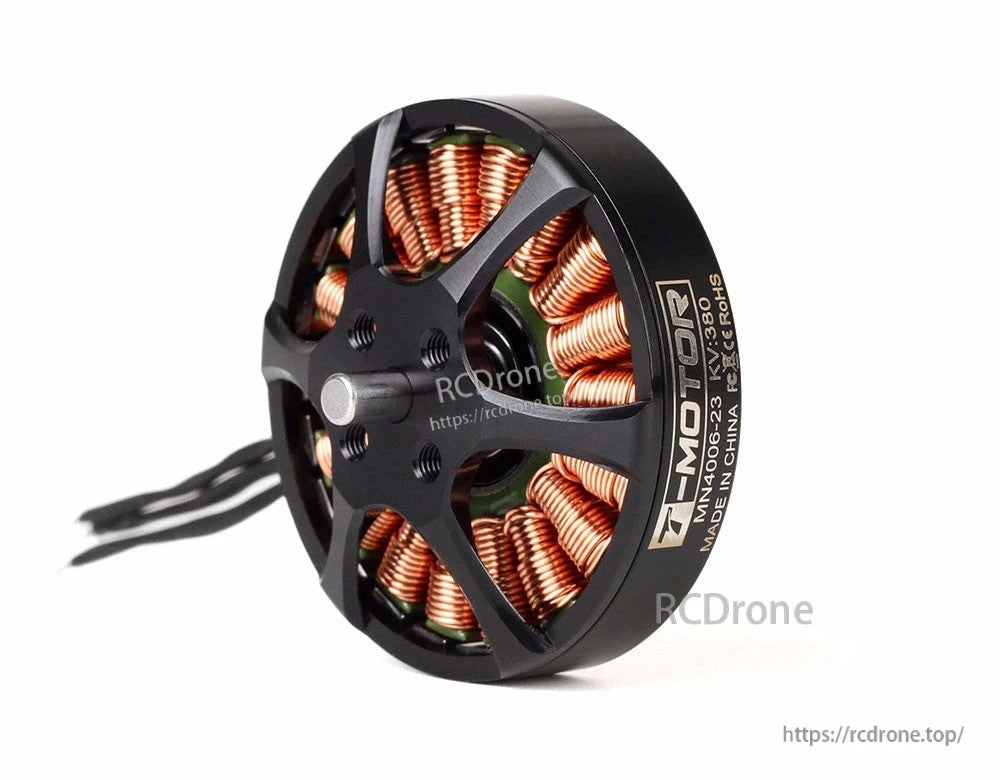 T-Motor MN4006-23 KV380 brushless outrunner motor with exposed copper windings and black housing