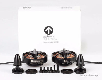 T-Motor MN4006-23 KV380 brushless motors set with prop adapters, mounting plates, and screws