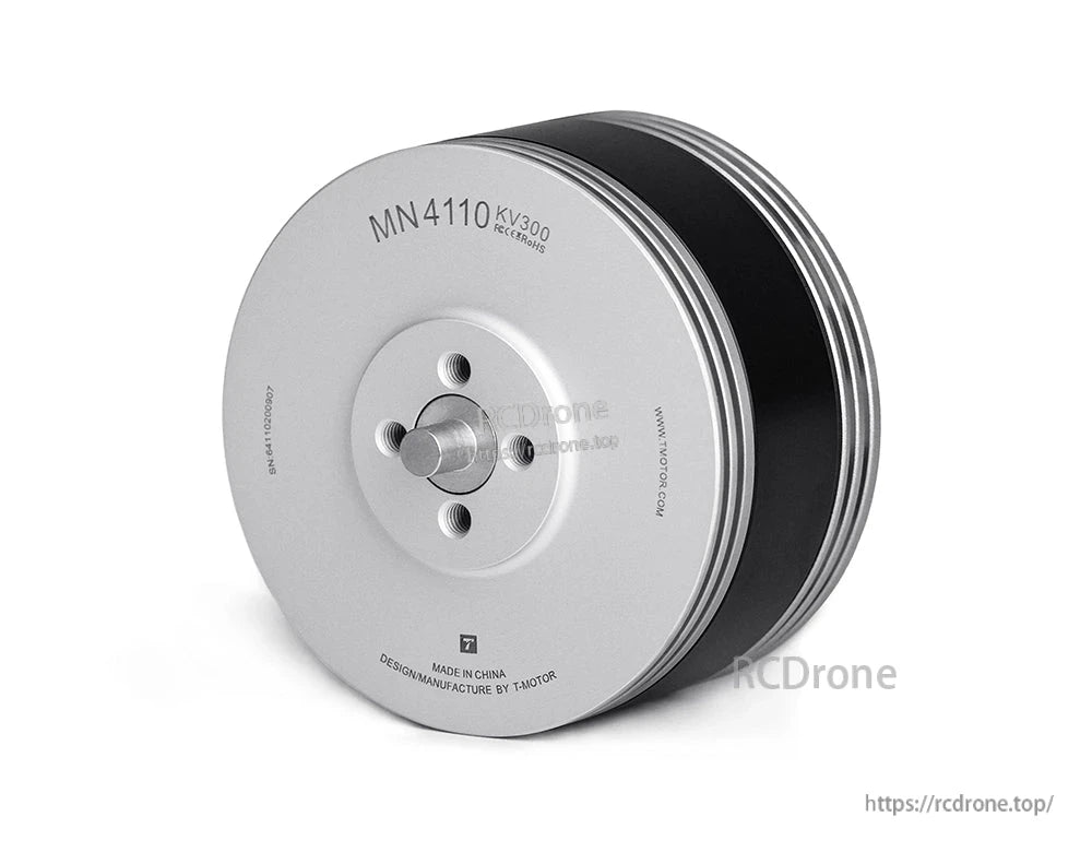 T-Motor MN4110 KV300 brushless drone motor with front mounting holes and silver housing