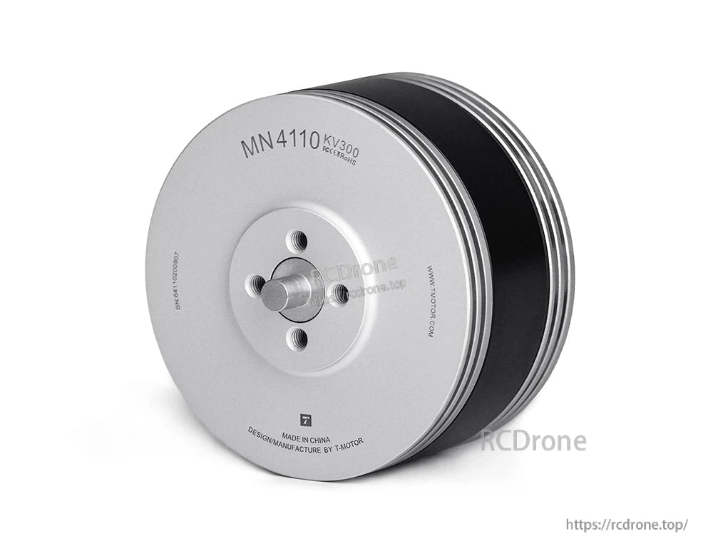 T-Motor MN4110 KV300 brushless outrunner motor with silver housing and front mounting holes