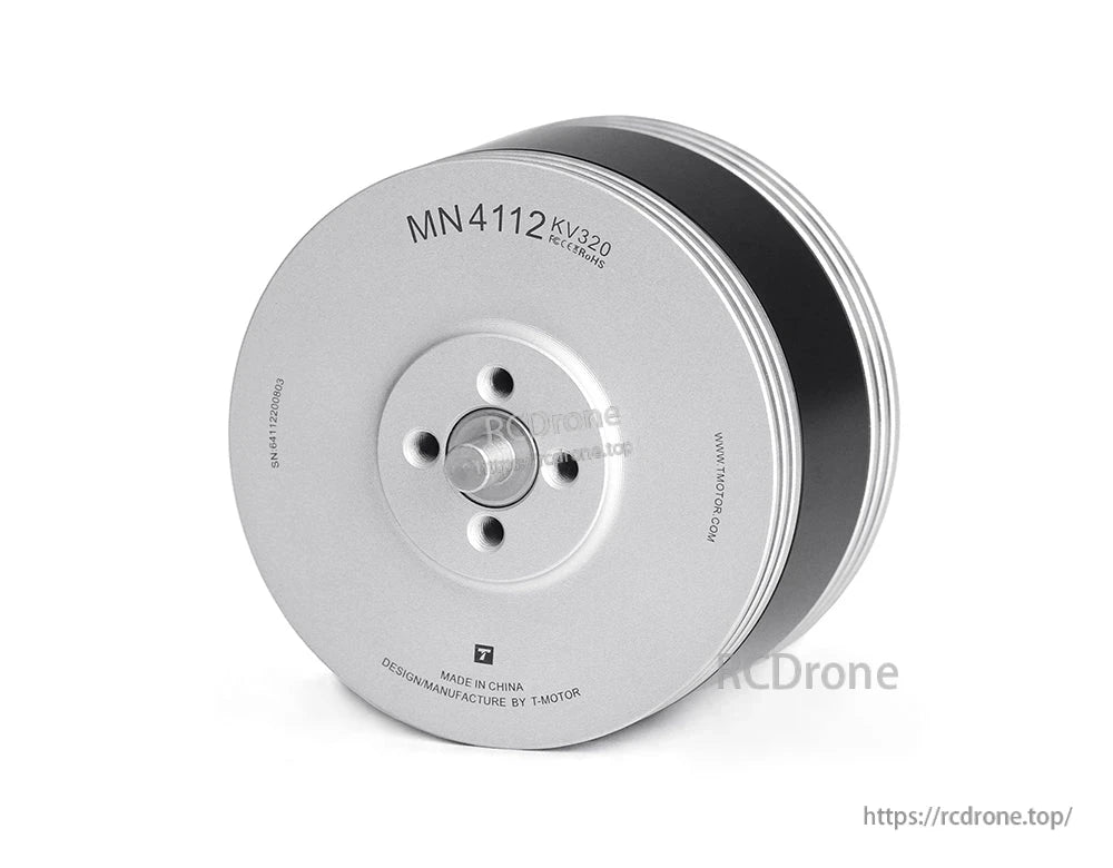 T-Motor MN4112 KV320 brushless motor front view with central shaft and four mounting holes