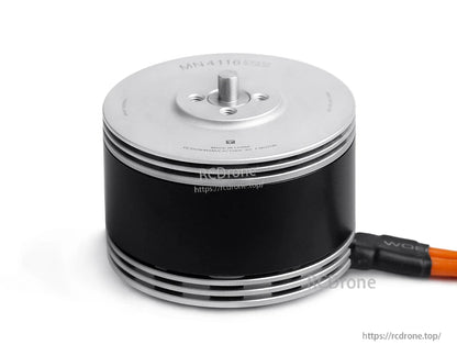 T-Motor brushless outrunner drone motor with central shaft, multi-hole mount plate, and attached power leads