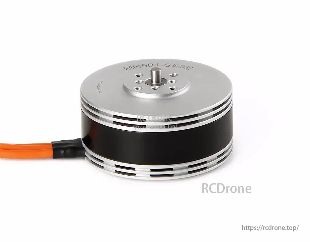 T-Motor MN507-S KV240 brushless drone motor with silver top plate, black body, and orange lead wires