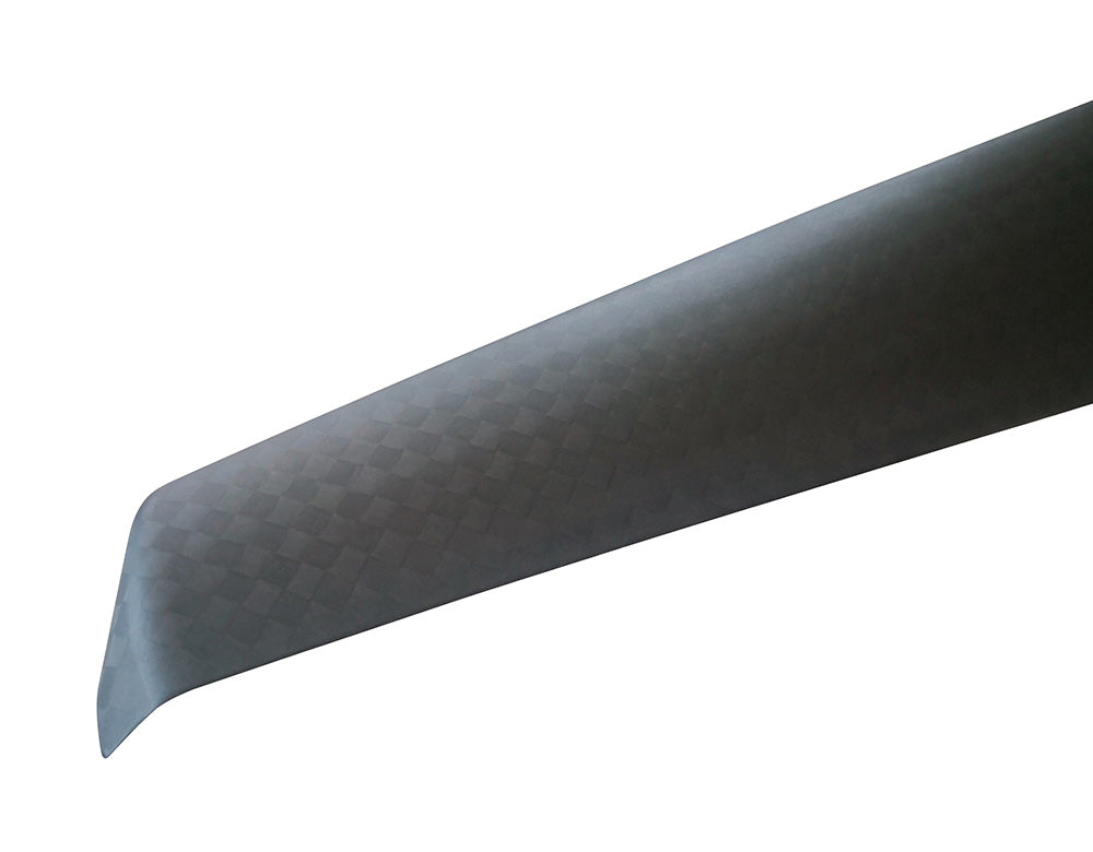 Close-up of a T-Motor NS57*22 carbon fiber UAV propeller blade with matte black woven finish