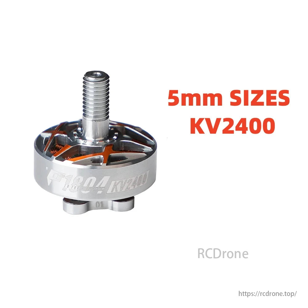 T-Motor P1804 2400KV brushless motor for 3-4 inch FPV drones, featuring a 5mm shaft, compact size, and efficient performance.