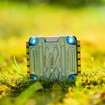 T-Motor P60A V2 4in1 ESC, T-Motor P60A V2 4-in-1 drone ESC with metal heatsink, blue grommets, and DShot2400/6S 32-bit labels