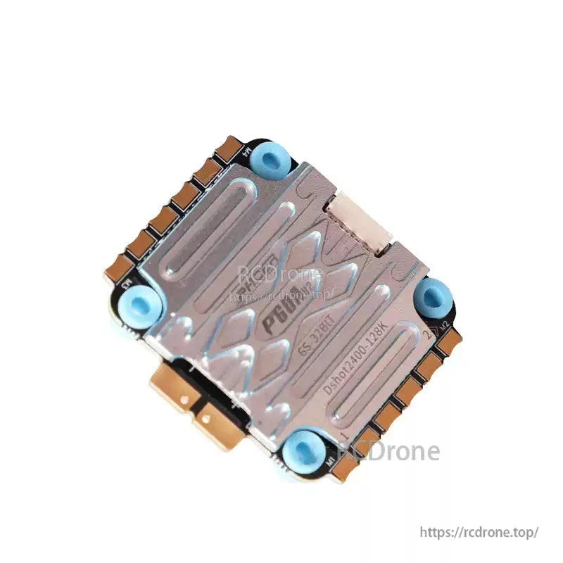 T-Motor P60A V2 4in1 ESC, T-Motor P60A V2 4-in-1 ESC board with aluminum heatsink, blue grommet mounts, and solder pads