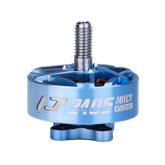 Blue T-Motor 2206 JUICY KV2060 brushless FPV drone motor with threaded shaft and vented bell