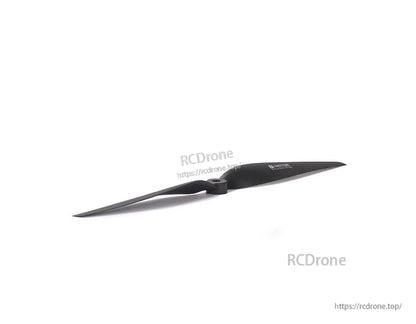 T-Motor T12*6 Black CW Fixed-Wing Propeller, Black two-blade T-Motor T12x6 CW fixed-wing propeller with center hub, side profile view