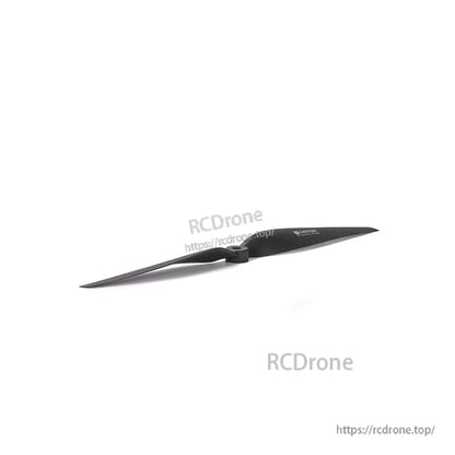 T-Motor T13X6.5 Black Propeller, T-Motor T13X6.5 black two-blade drone propeller with hub mount, side profile on white background